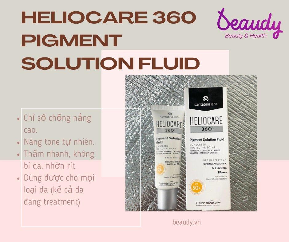 Review kem chống nắng Heliocare Pigment Solution Fluid nâng tone tự