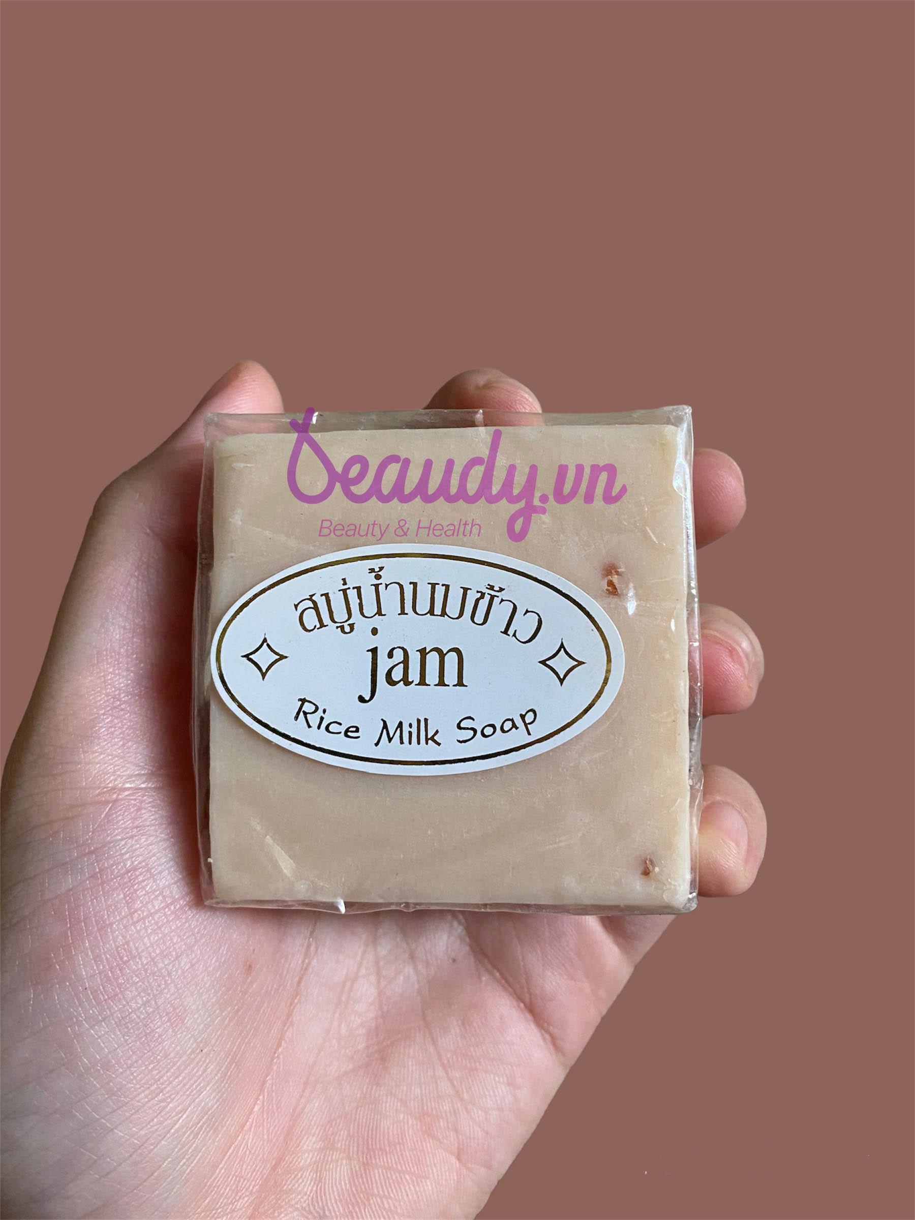 Review xà phòng cám gạo Thái Lan Jam Rice Milk Soap tẩy da chết nhẹ
