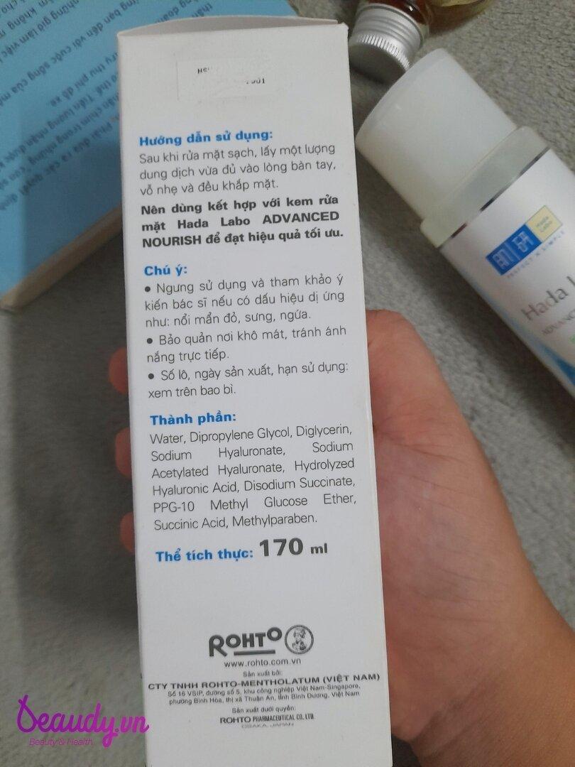 Review Hada Labo Advanced Nourish Hyaluron Lotion (màu xanh lá) dưỡng